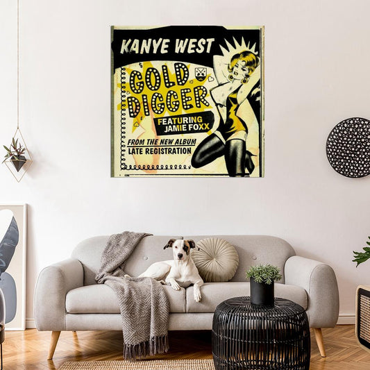 Kanye West "Gold Digger" Album Song HD Cover Art Music Poster - xonomax