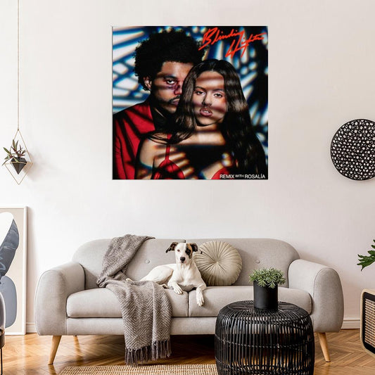 The Weeknd & ROSALÍA Blinding Lights Cover Music Poster - xonomax