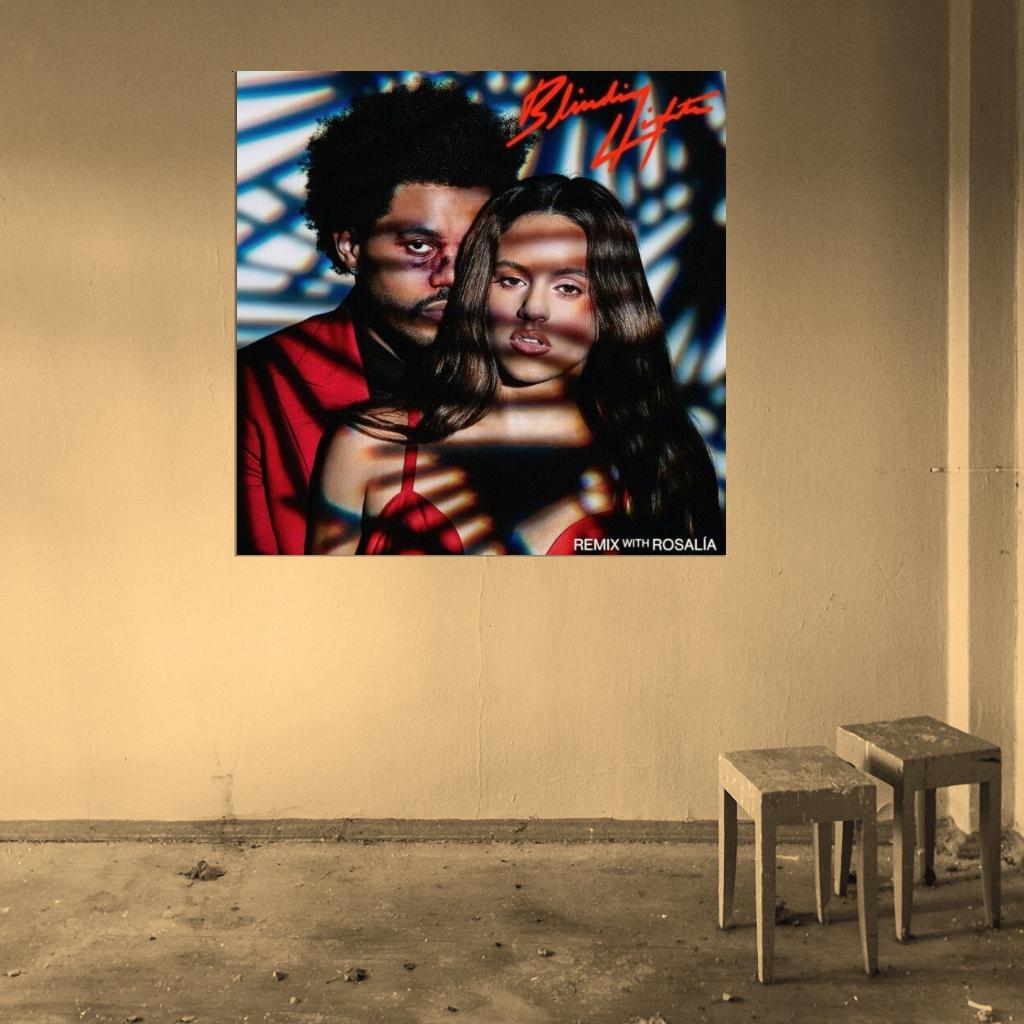 The Weeknd & ROSALÍA Blinding Lights Cover Music Poster - xonomax