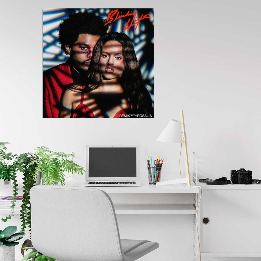 The Weeknd & ROSALÍA Blinding Lights Cover Music Poster - xonomax