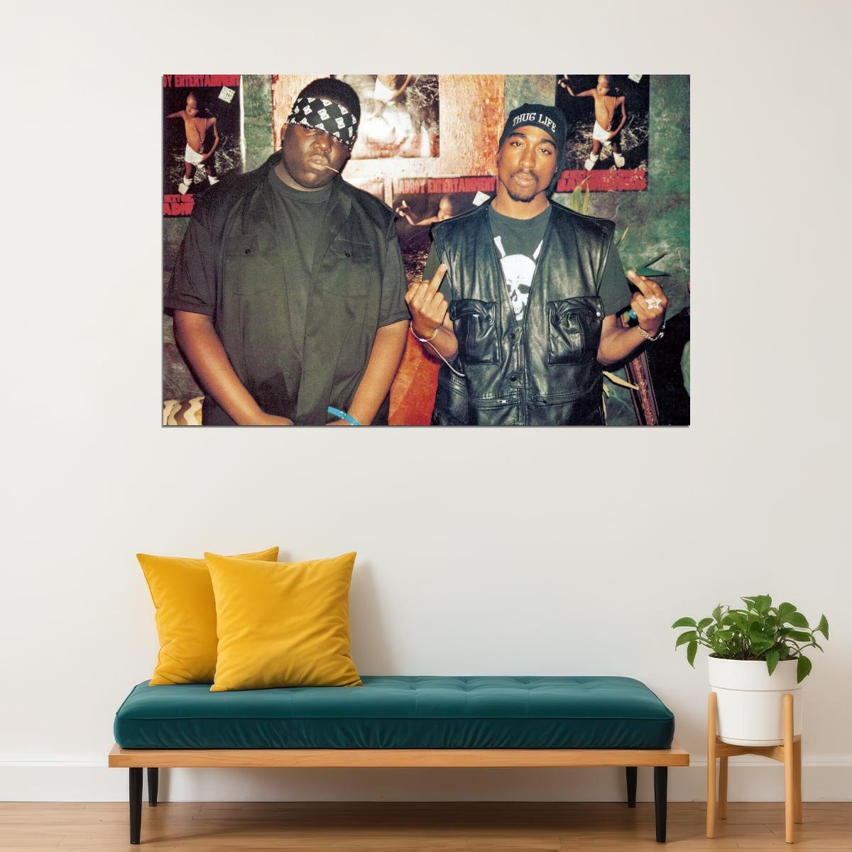2pac & The Notorious B.i.g. Poster Hip-hop Legends Wall Art Rap Icons Print - xonomax