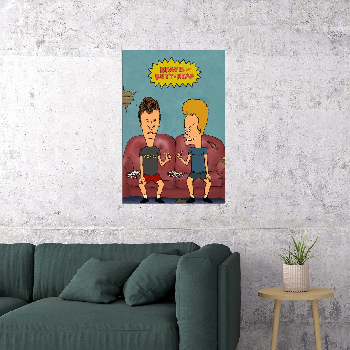Beavis And Butt-head Poster 90s Mtv Animated Series Wall Art Classic Cartoon Print