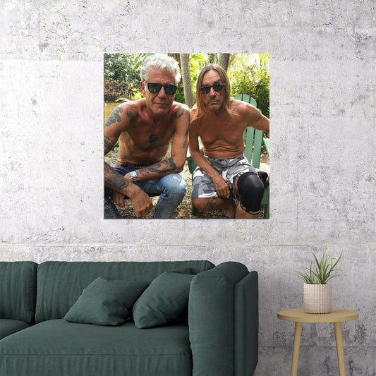 Anthony Bourdain & Iggy Pop Poster Celebrity Chef And Musician Wall Art Iconic Duo Print - xonomax