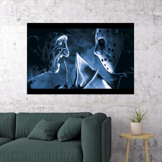 Freddy Vs. Jason Movie Poster Horror Film Wall Art Slasher Crossover Print - xonomax