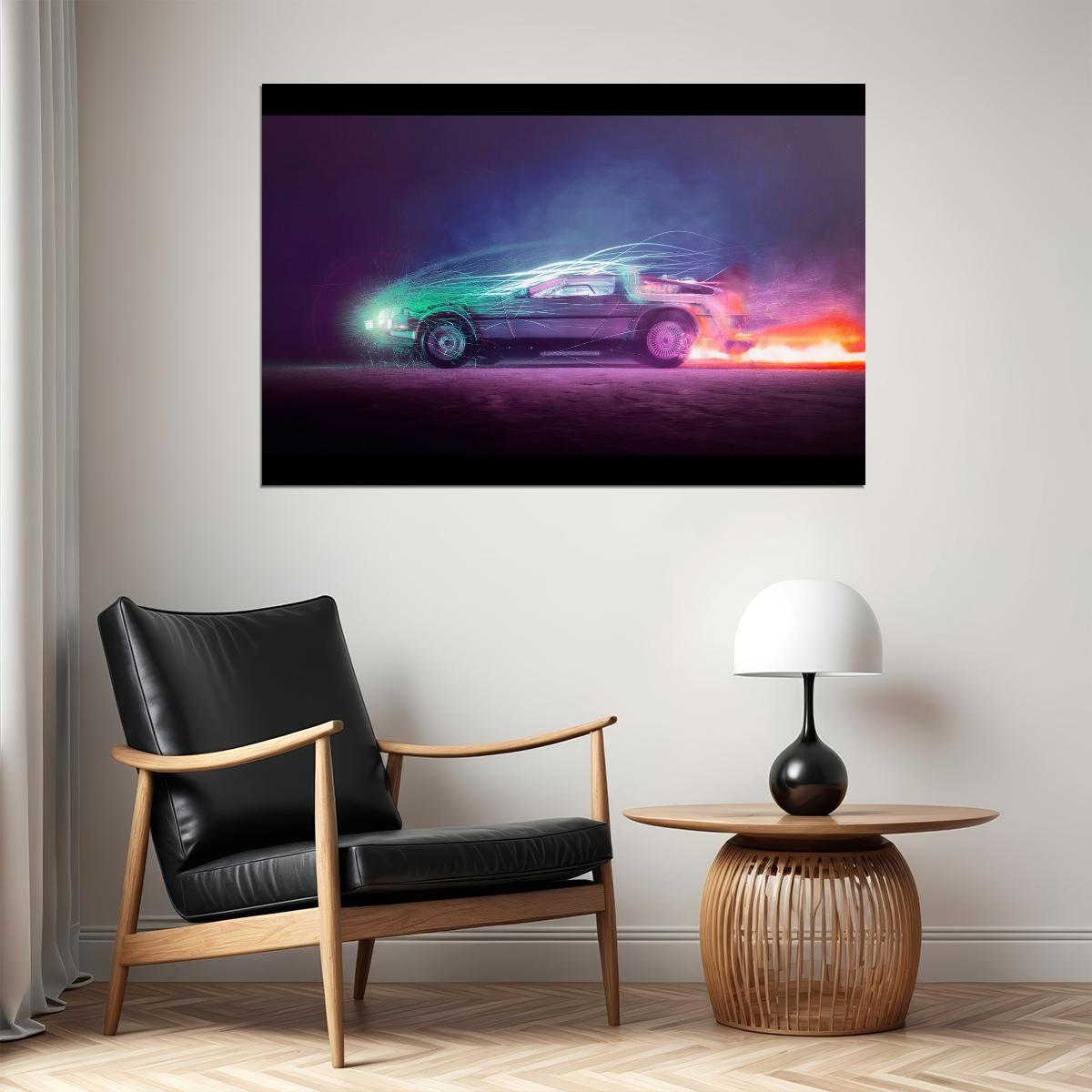 Back To The Future Delorean Poster Sci-fi Movie Wall Art Time Machine Print - xonomax