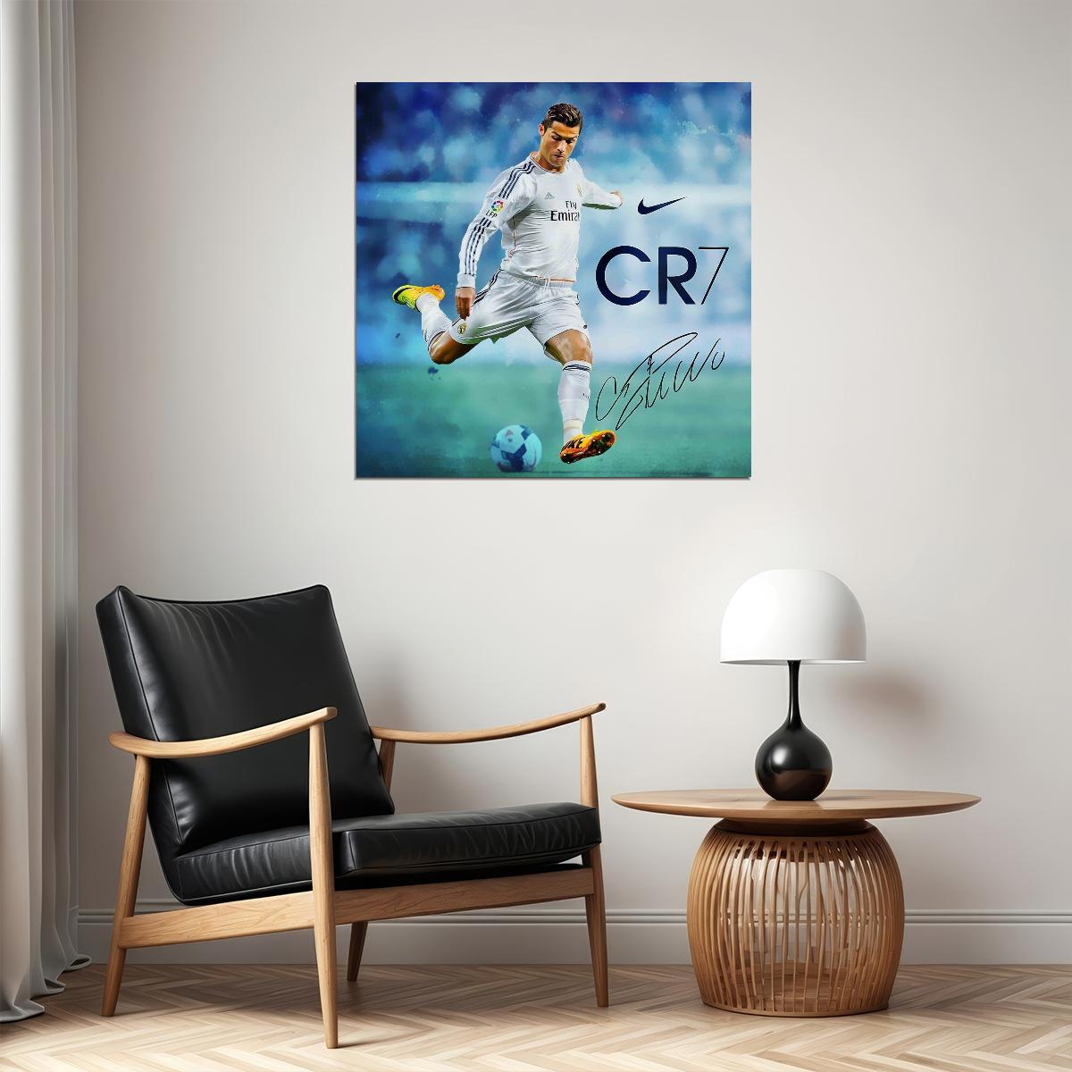 Cristiano Ronaldo Football Poster Soccer Superstar Wall Art Motivational Sports Print - xonomax
