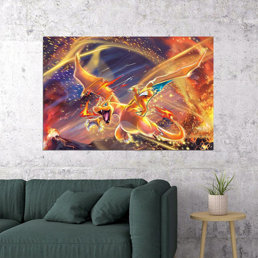 Pokemon Charizard Video Game Poster Nintendo Gamer Wall Print - xonomax