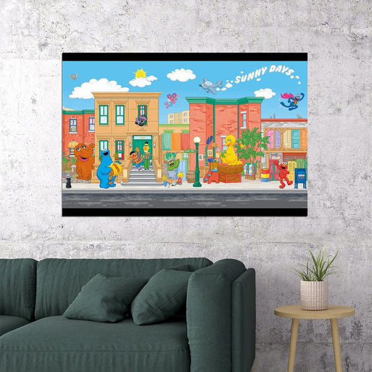 Sesame Street Sunny Days Poster Classic Tv Cartoon Fun Wall Art Kids Print - xonomax