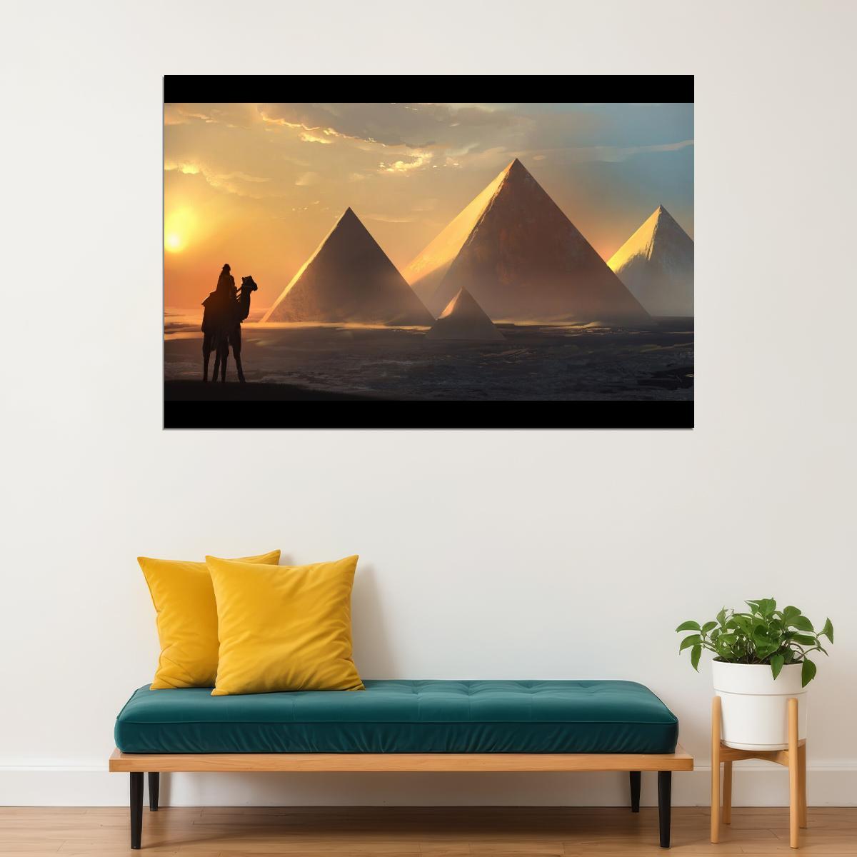 Pyramids Of Giza Poster Ancient Wonders Wall Art - xonomax