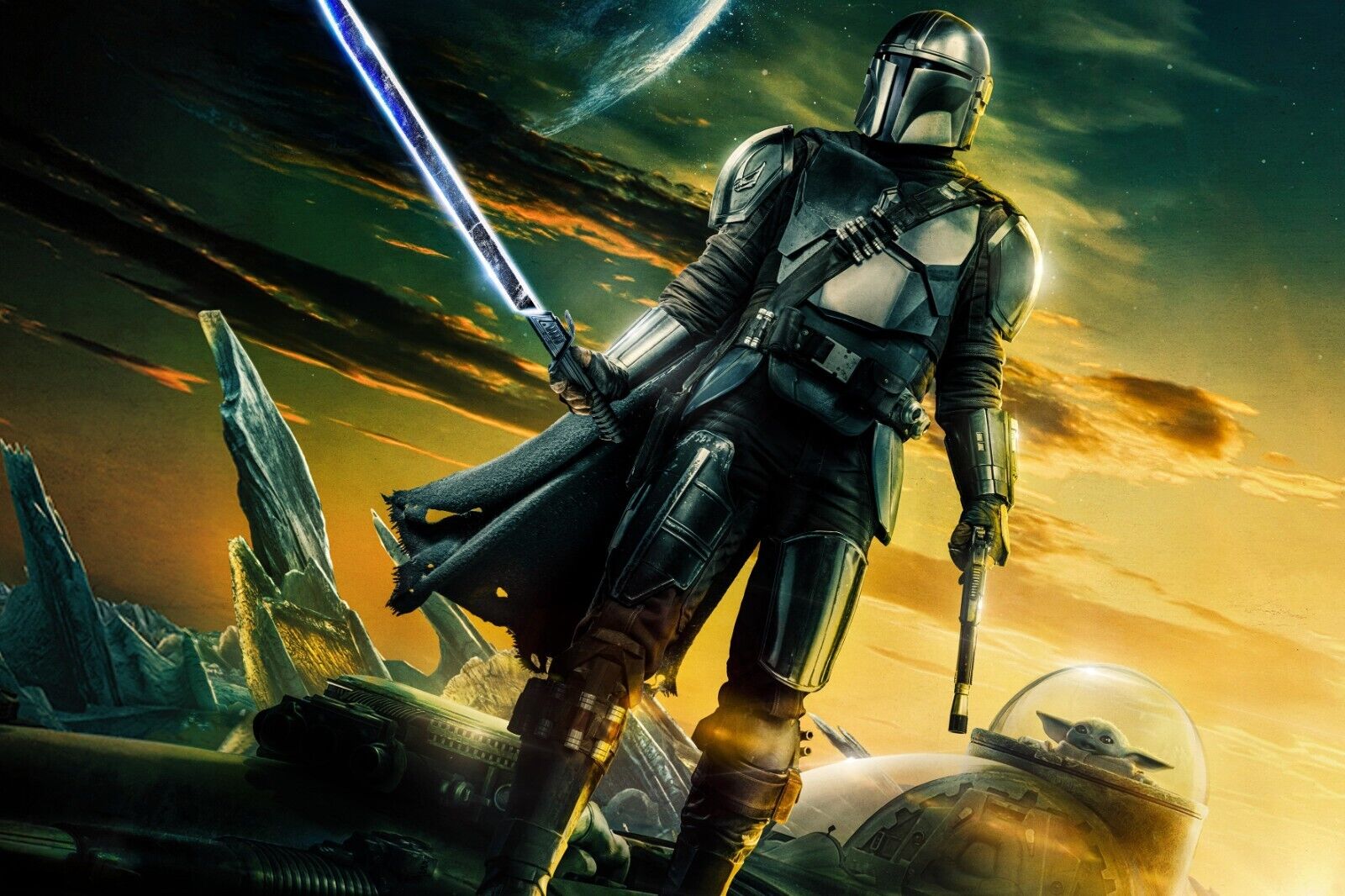 Star Wars poster "Star Wars The Mandalorian Grogu Frogs" con/senza cornice | a partire da solo Star Wars poster "Star Wars The Mandalorian Grogu Frogs" con/senza cornice | a partire da solo