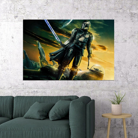 Star Wars The Mandalorian Tv Series Poster Iconic Sci-fi Art Print - xonomax