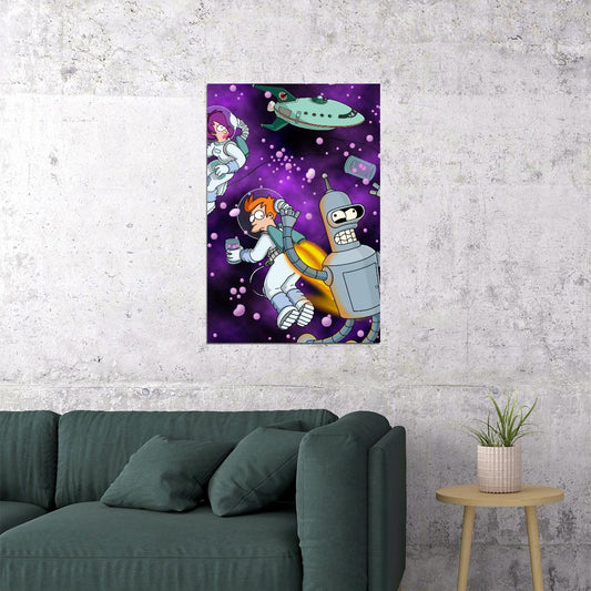 Futurama Animated Series Poster Comedy Sci-fi Wall Art Matt Groening Print - xonomax