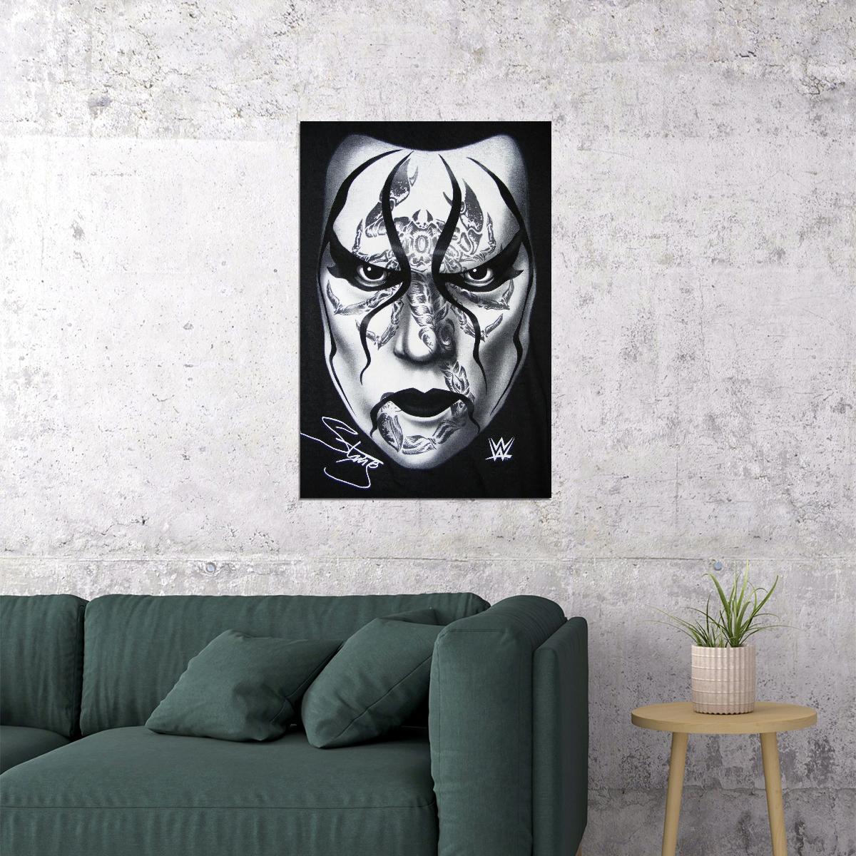 Superstar Sting Wrestling Poster Iconic Wwe Legend Wall Art