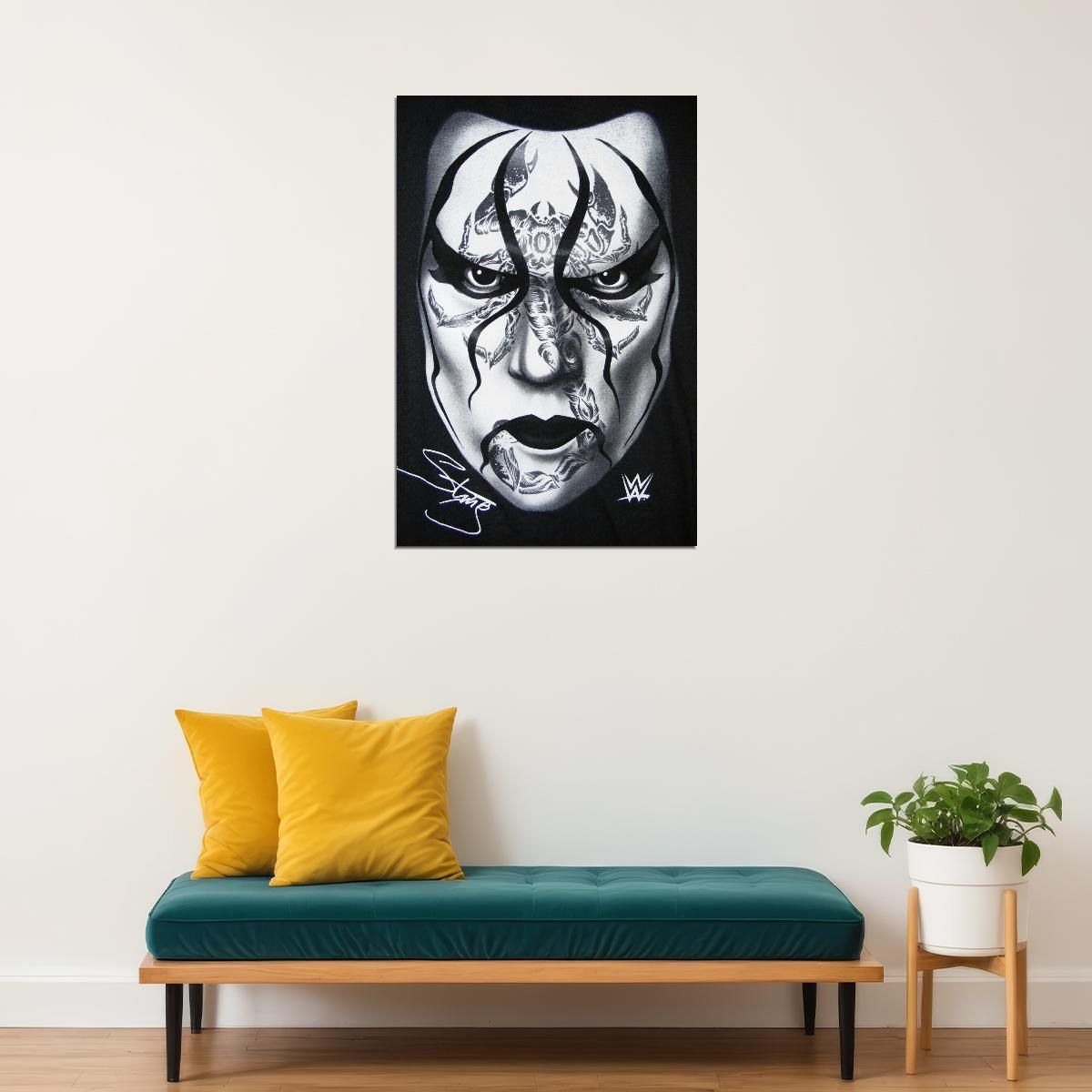 Superstar Sting Wrestling Poster Iconic Wwe Legend Wall Art
