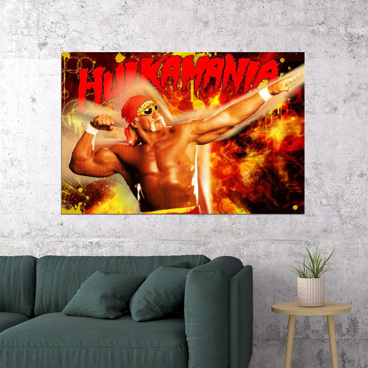 Superstar Hulk Hogan Wrestling Poster Iconic Wwe Legend Wall Art