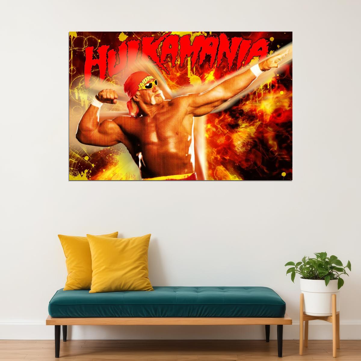 Superstar Hulk Hogan Wrestling Poster Iconic Wwe Legend Wall Art
