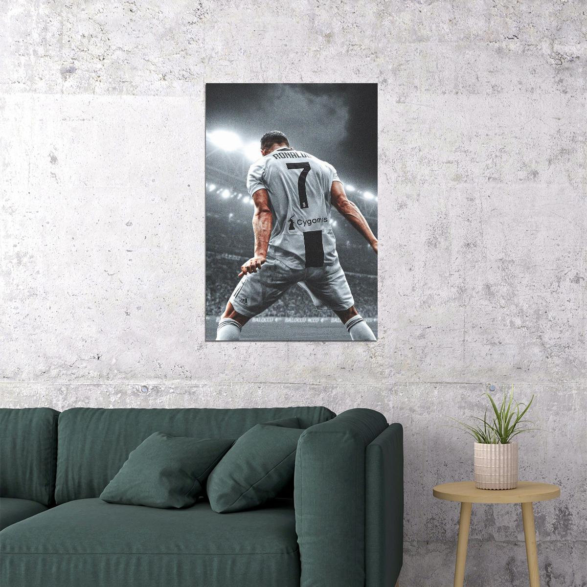 Cristiano Ronaldo Football Poster Soccer Superstar Wall Art Motivational Sports Print