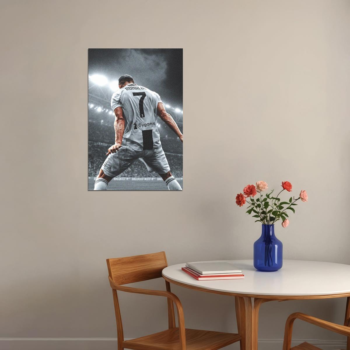 Cristiano Ronaldo Football Poster Soccer Superstar Wall Art Motivational Sports Print