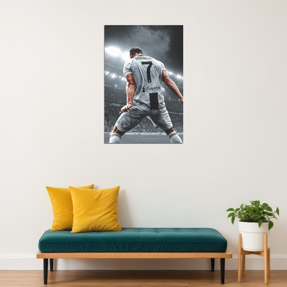 Cristiano Ronaldo Football Poster Soccer Superstar Wall Art Motivational Sports Print