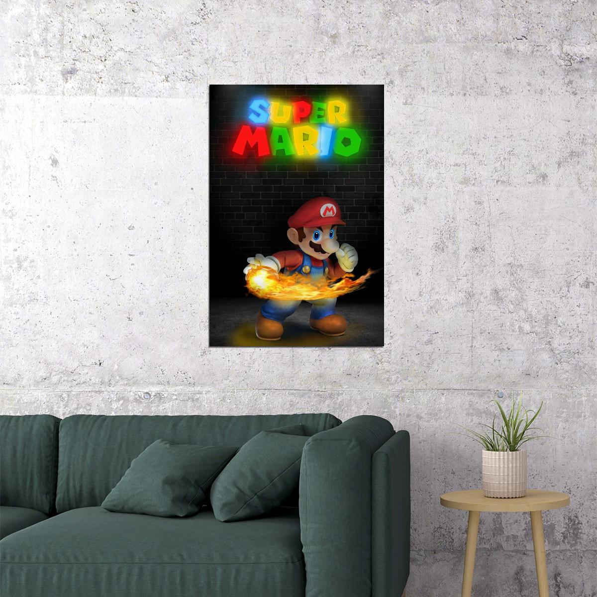 Super Mario Nintendo Video Game Poster Retro Gamer Wall Art