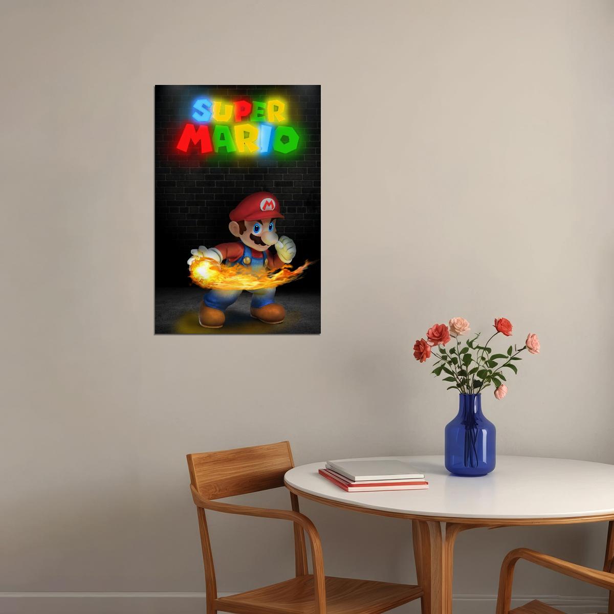Super Mario Nintendo Video Game Poster Retro Gamer Wall Art