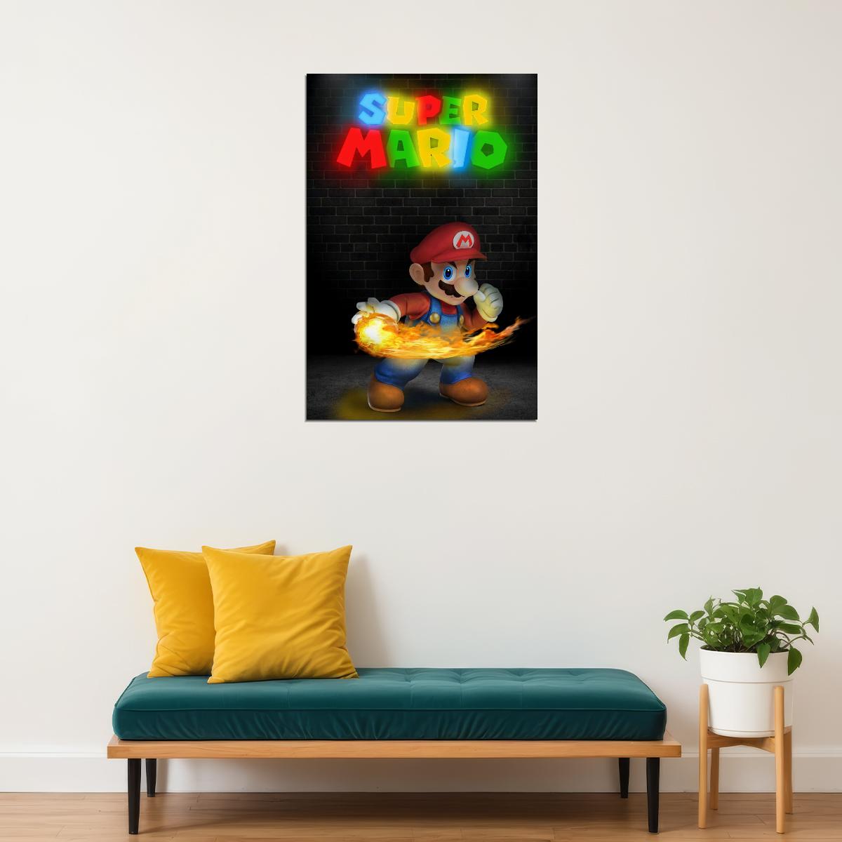 Super Mario Nintendo Video Game Poster Retro Gamer Wall Art