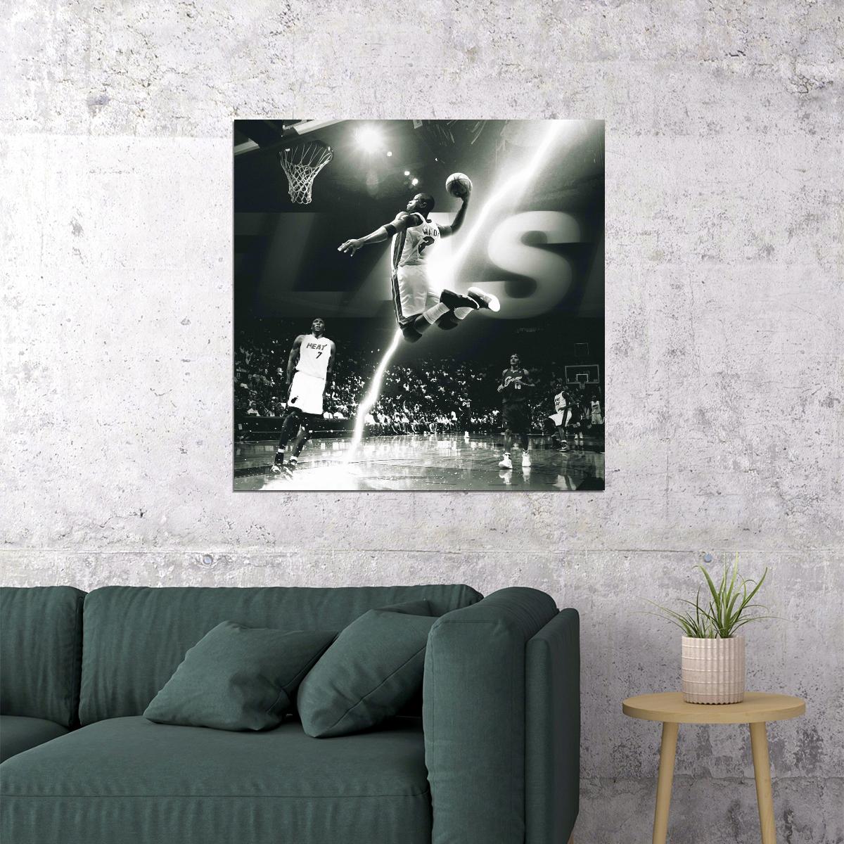 Dwyane Wade Basketball Poster Nba Star Wall Art Sports Print - xonomax