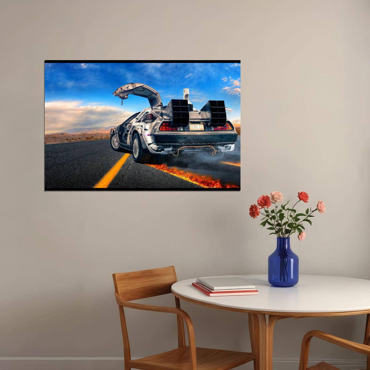 Back To The Future Delorean Poster Sci-fi Movie Wall Art Time Machine Print - xonomax