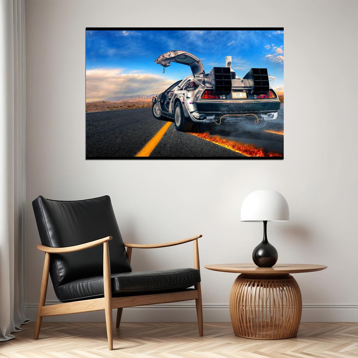 Back To The Future Delorean Poster Sci-fi Movie Wall Art Time Machine Print - xonomax