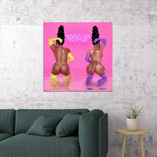 Megan Thee Stallion & Cardi B Wap Album Cover Art Music Poster Rap Wall Print - xonomax