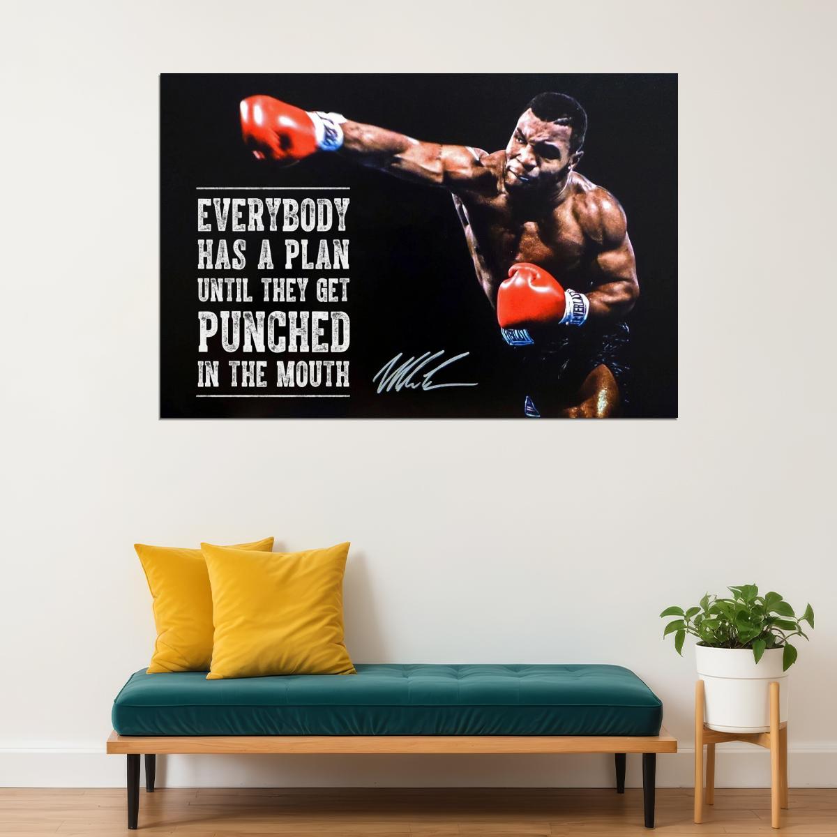Mike Tyson Everyone Has Plan Quote Boxing Poster Motivational Sports Print Wall Art - xonomax