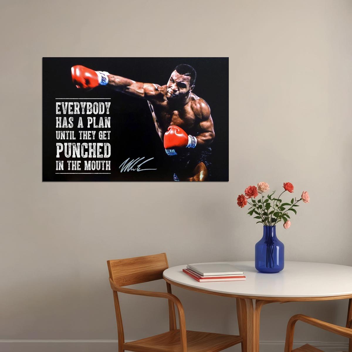 Mike Tyson Everyone Has Plan Quote Boxing Poster Motivational Sports Print Wall Art - xonomax