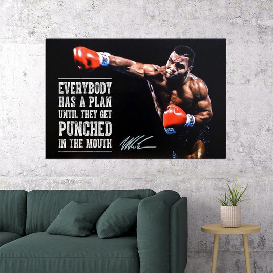 Mike Tyson Everyone Has Plan Quote Boxing Poster Motivational Sports Print Wall Art - xonomax
