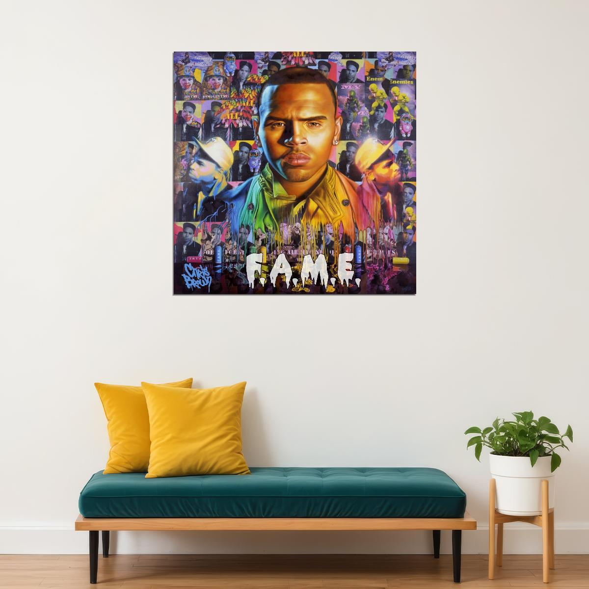 Chris Brown F.a.m.e. Album Cover Art R&b Music Poster Singer Music Print - xonomax