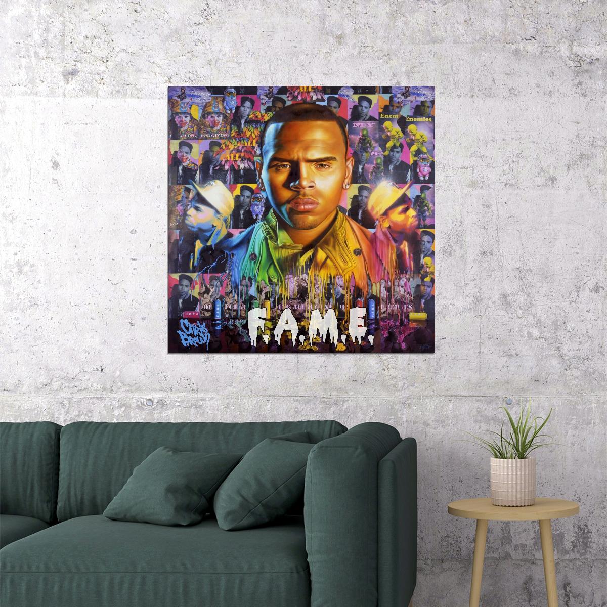 Chris Brown F.a.m.e. Album Cover Art R&b Music Poster Singer Music Print - xonomax