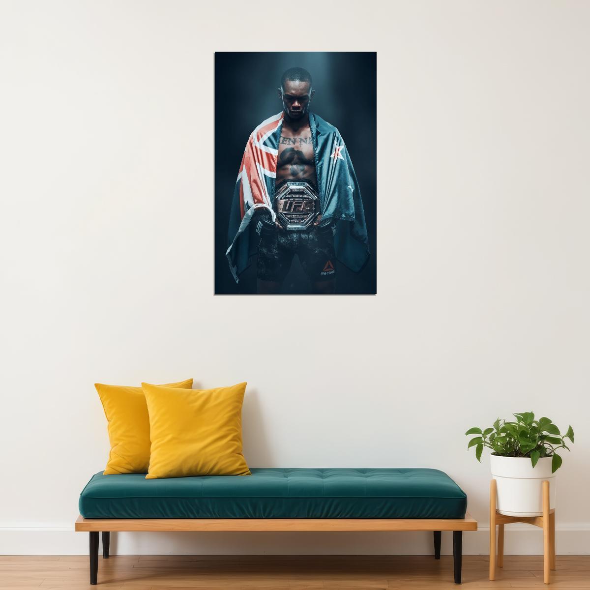 Israel Adesanya Mma Poster Ufc Champion Wall Art Motivational Sports Print