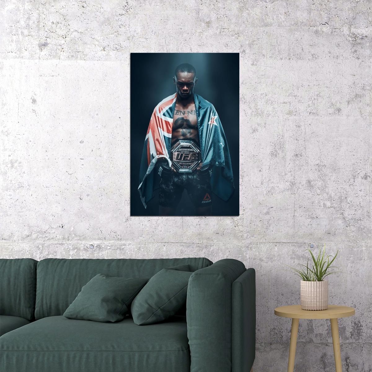 Israel Adesanya Mma Poster Ufc Champion Wall Art Motivational Sports Print