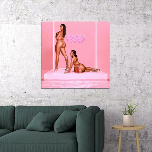 Megan Thee Stallion & Cardi B Wap Album Cover Art Music Poster Rap Wall Print - xonomax