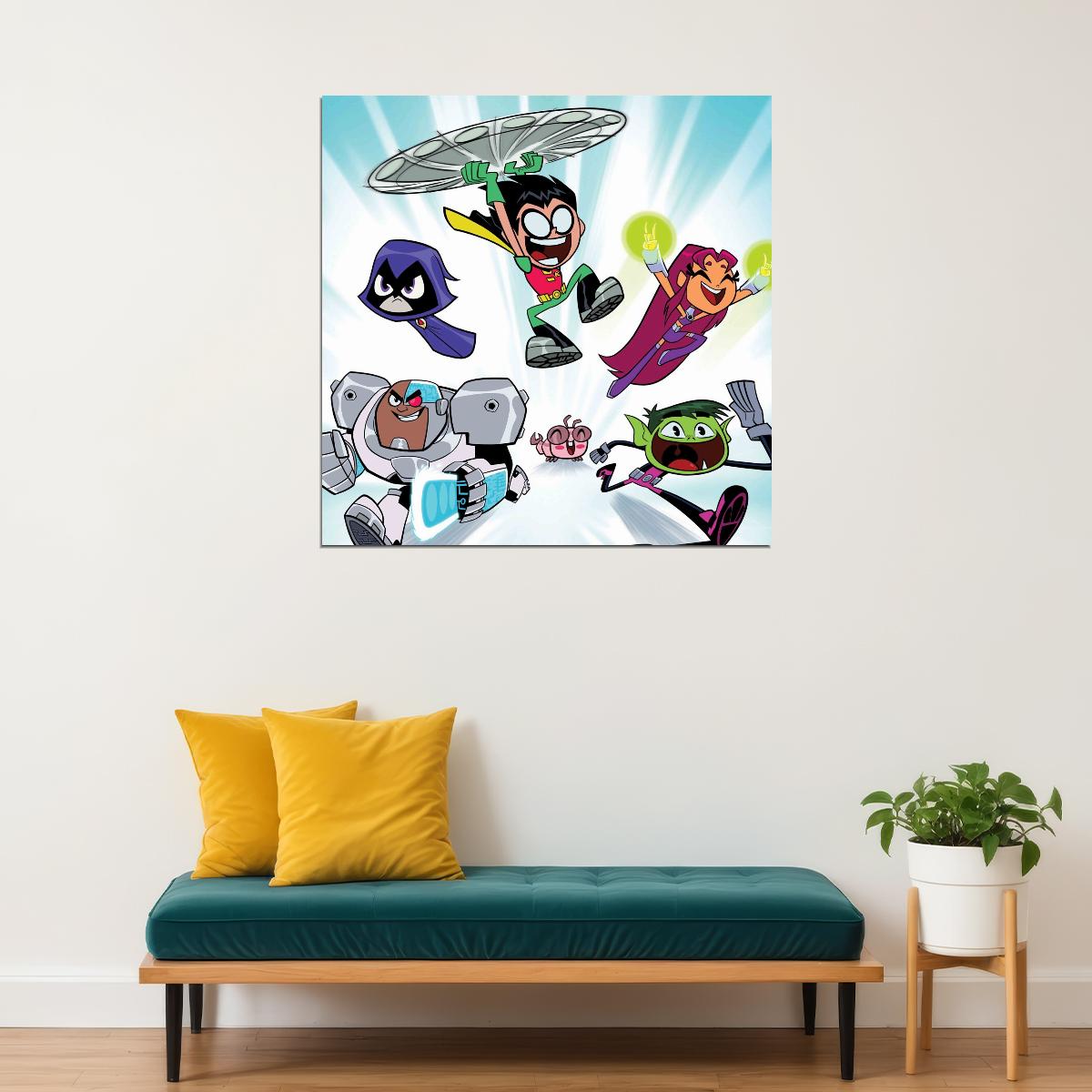 Teen Titans Tv Show Movie Poster Iconic Animated Heroes Wall Art - xonomax