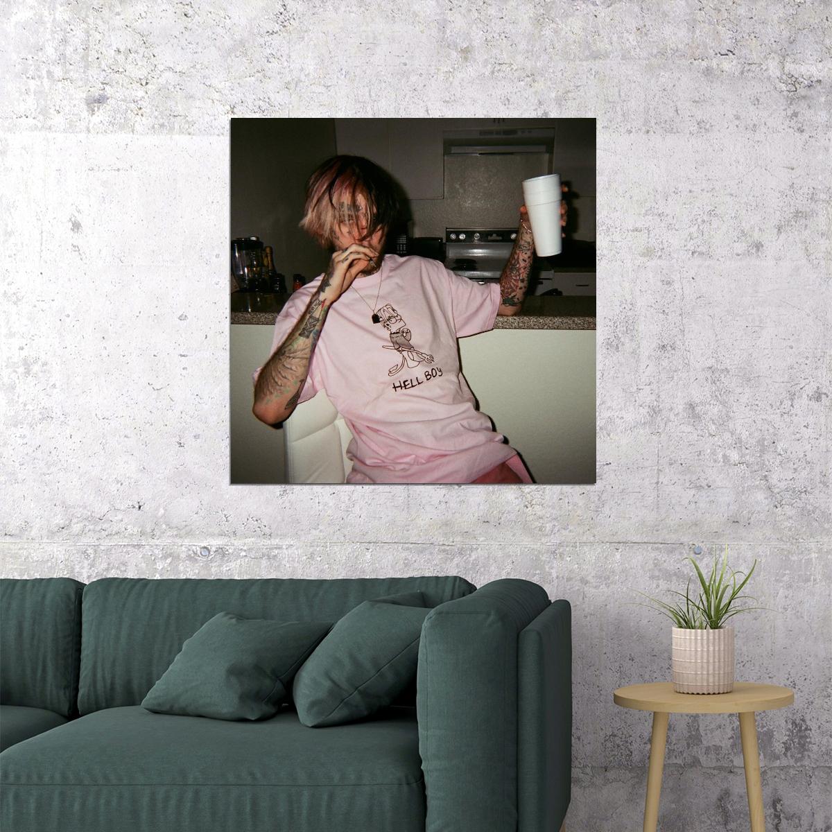 Lil Peep Bart Simpson Hellboy Album Cover Art Rap Music Poster - xonomax