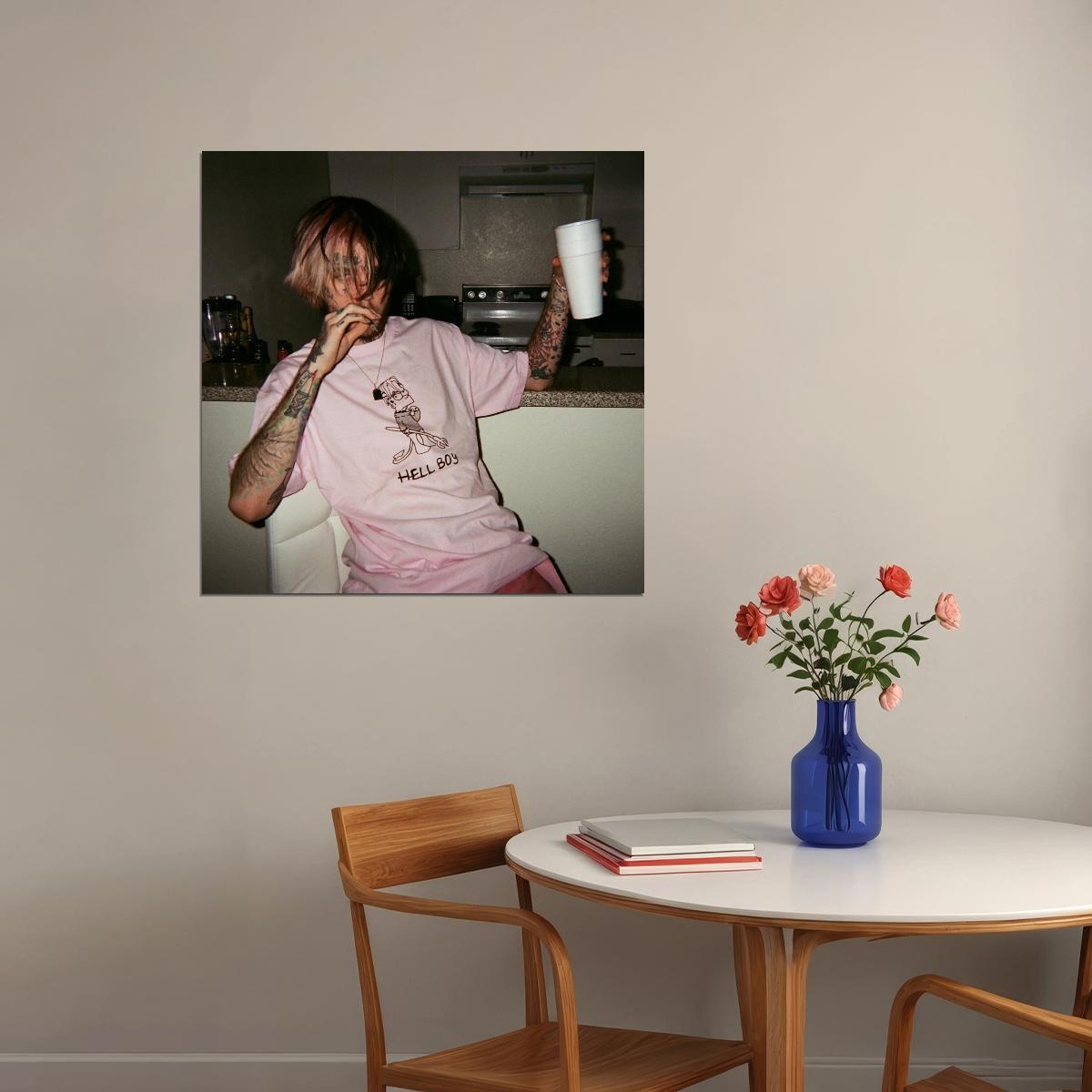 Lil Peep Bart Simpson Hellboy Album Cover Art Rap Music Poster - xonomax