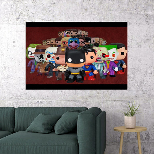 Funko Pop Characters Poster Collectible Figures Wall Art Pop Culture Kids Print - xonomax