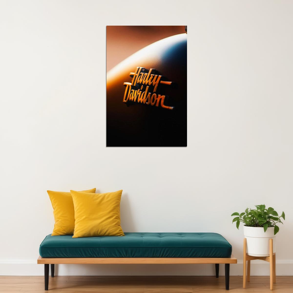 Harley-davidson Logo Poster Iconic Motorcycle Brand Wall Art Classic Biker Print - xonomax
