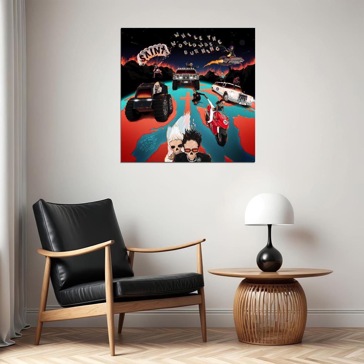 Saint Jhn While The World Was Burning Album Cover Art Hip Hop Music Poster Famous Artist Wall Print - xonomax
