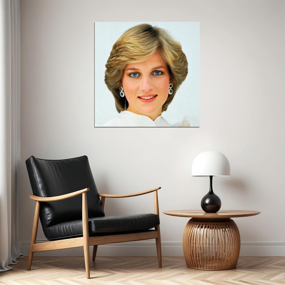 Princess Diana British Royal Fashion Icon Poster 1980s 1990s Black And White Wall Art