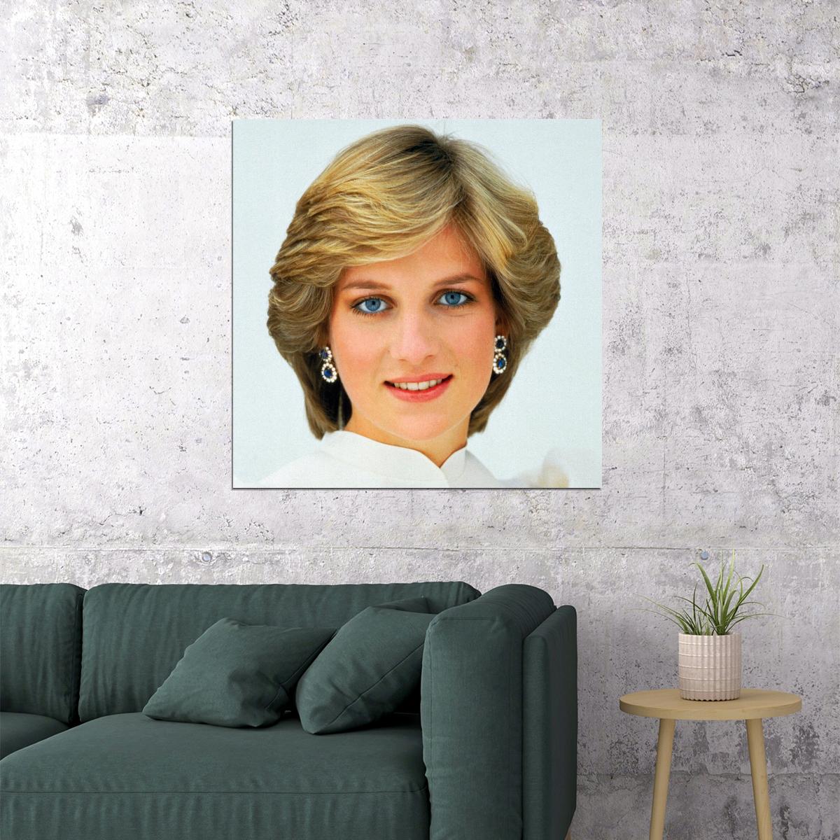 Princess Diana British Royal Fashion Icon Poster 1980s 1990s Black And White Wall Art
