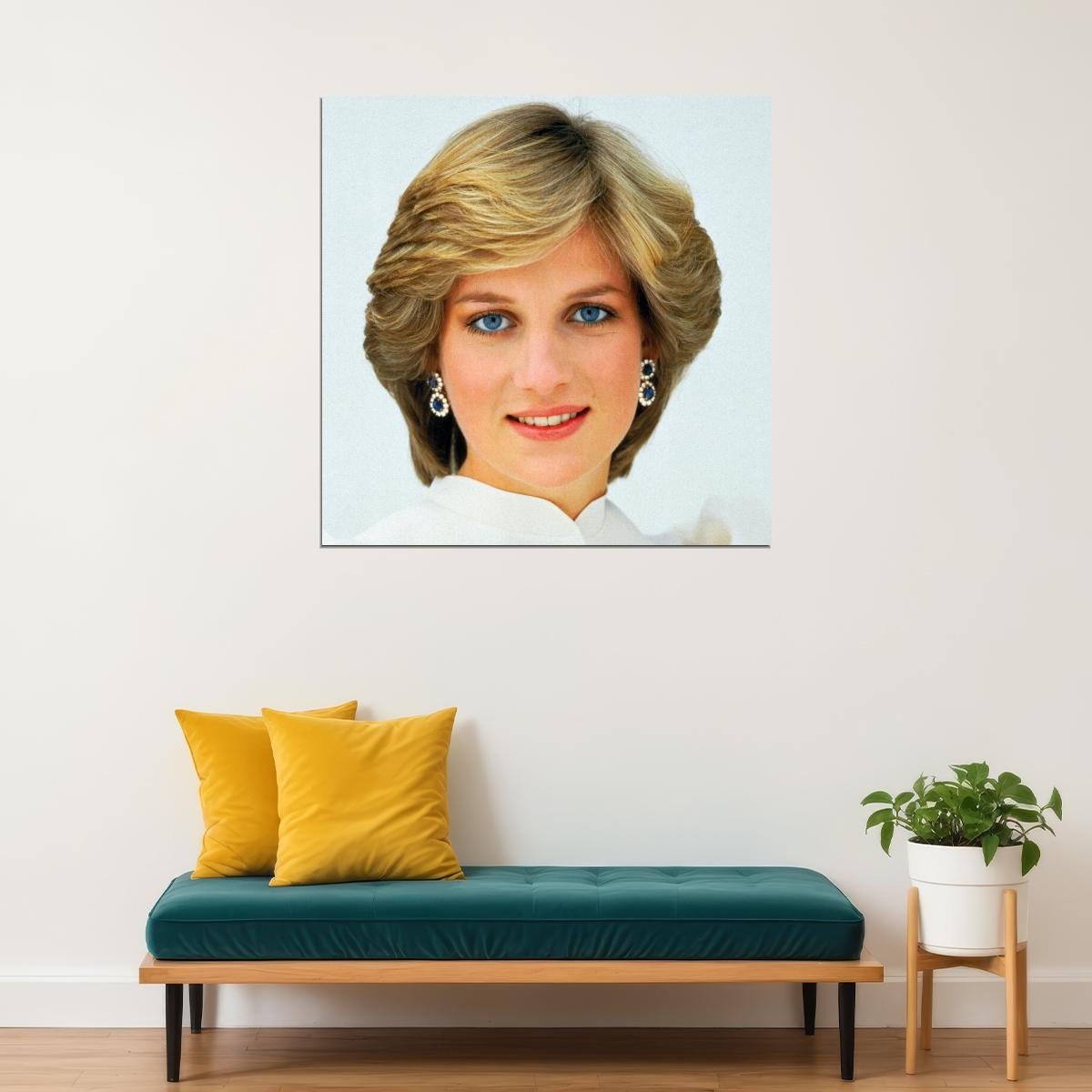 Princess Diana British Royal Fashion Icon Poster 1980s 1990s Black And White Wall Art