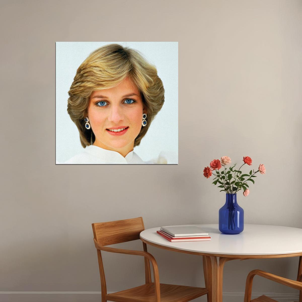 Princess Diana British Royal Fashion Icon Poster 1980s 1990s Black And White Wall Art