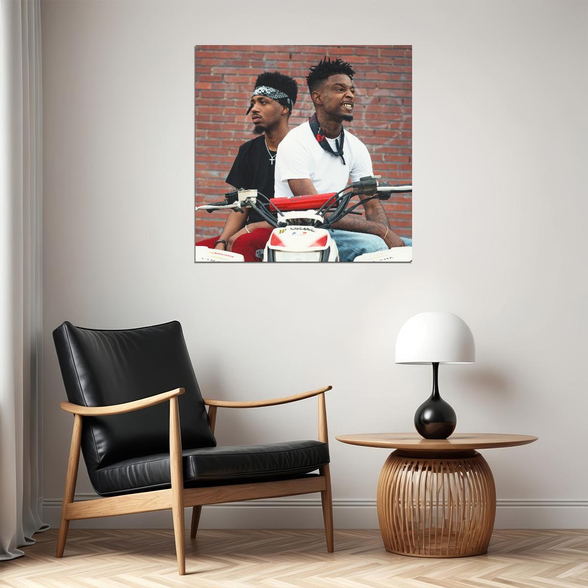 21 Savage & Metro Boomin Poster Hip-hop Music Wall Art Rap Collaboration Print - xonomax