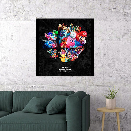 Super Smash Bros Nintendo Video Game Poster Iconic Fighting Game Wall Art - xonomax